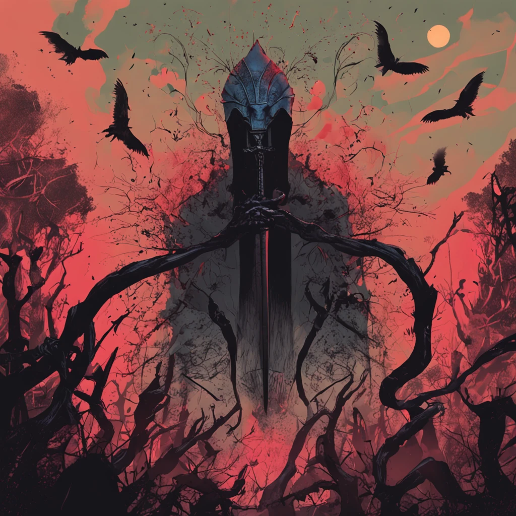 melhor qualidade, master part, ultrahigh-resolution, (fotografia realista:1.4), Surrealismo, Semelhante a um sonho,FusionArt, Shadow dancer, magia das sombras, Darkness Control, furtividade, passo da sombra, Umbral spells, hidden blade, Bloody Moon Behind, homens espachins lutando, Destroyed scenario