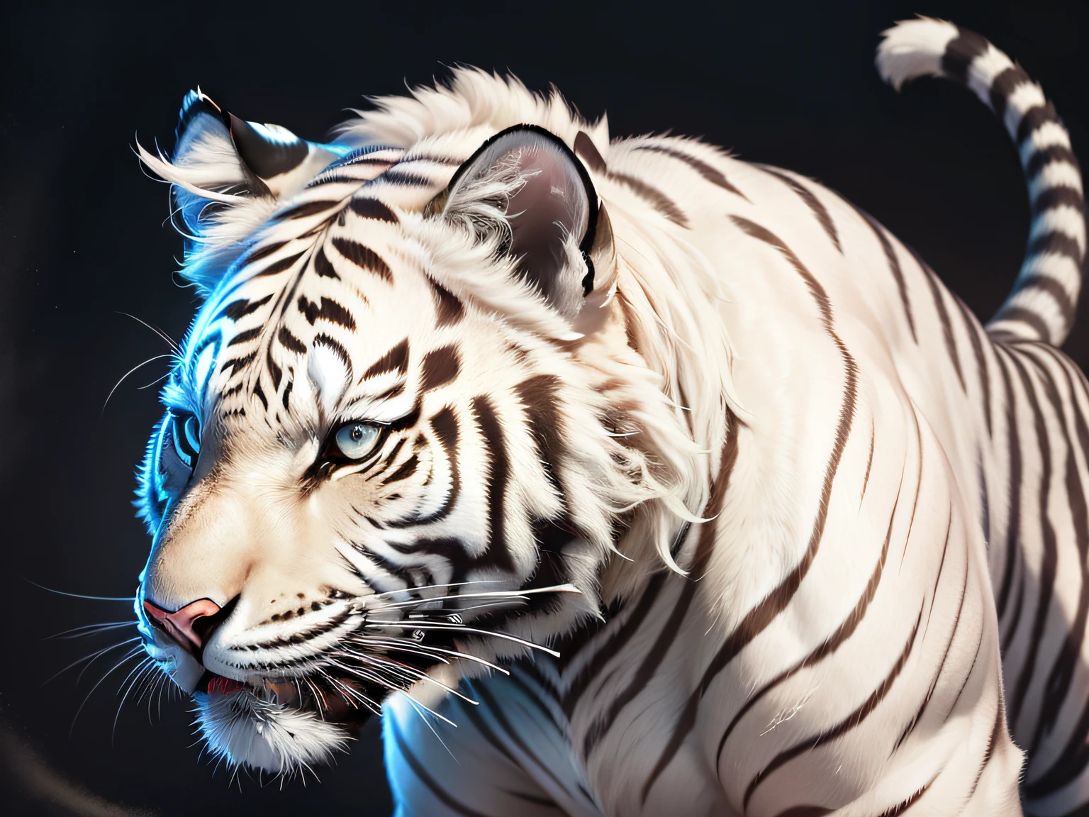 Show the artistic image of the white tiger