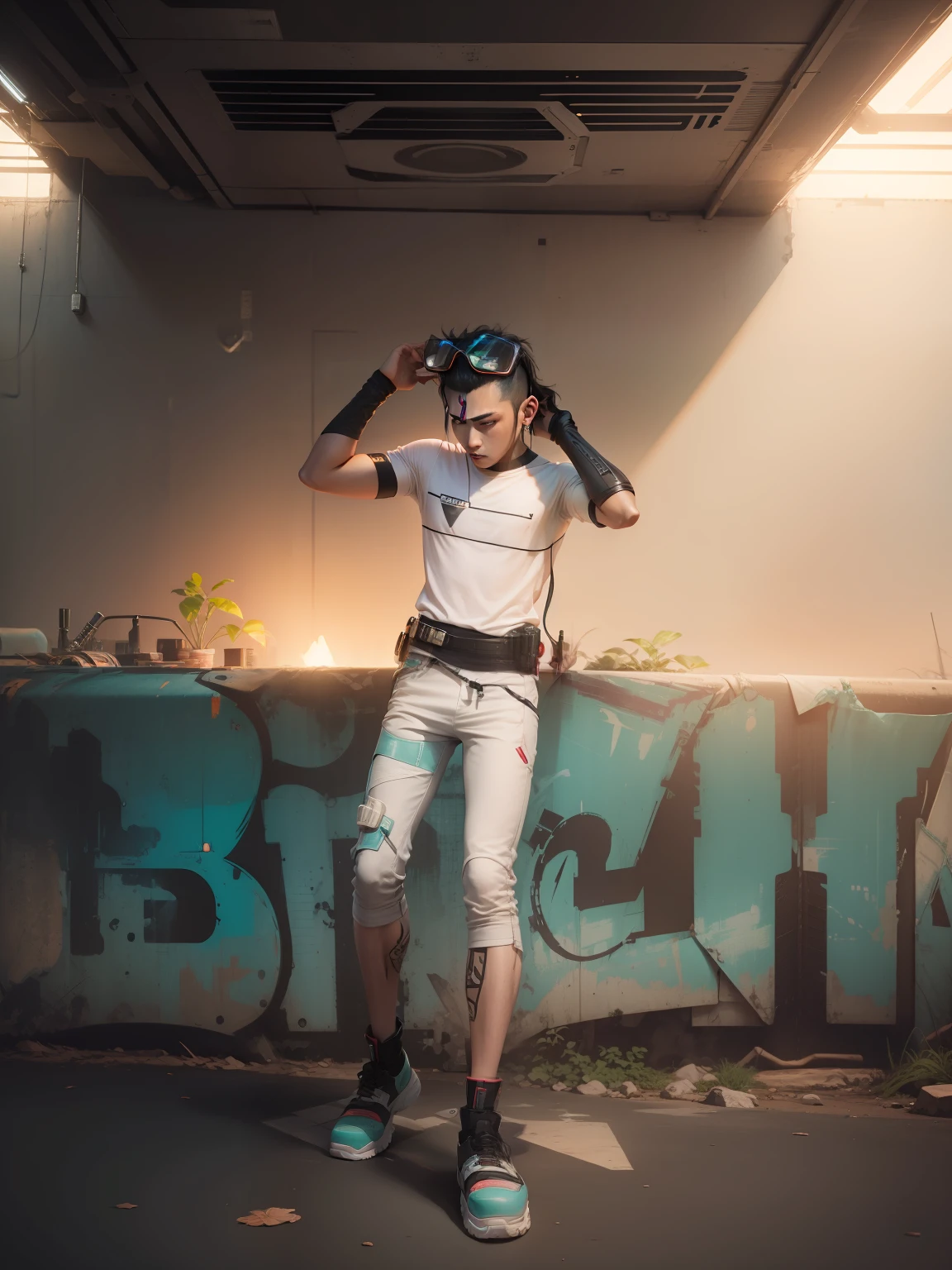 Changnge backgraund cyberpunk handsome boy