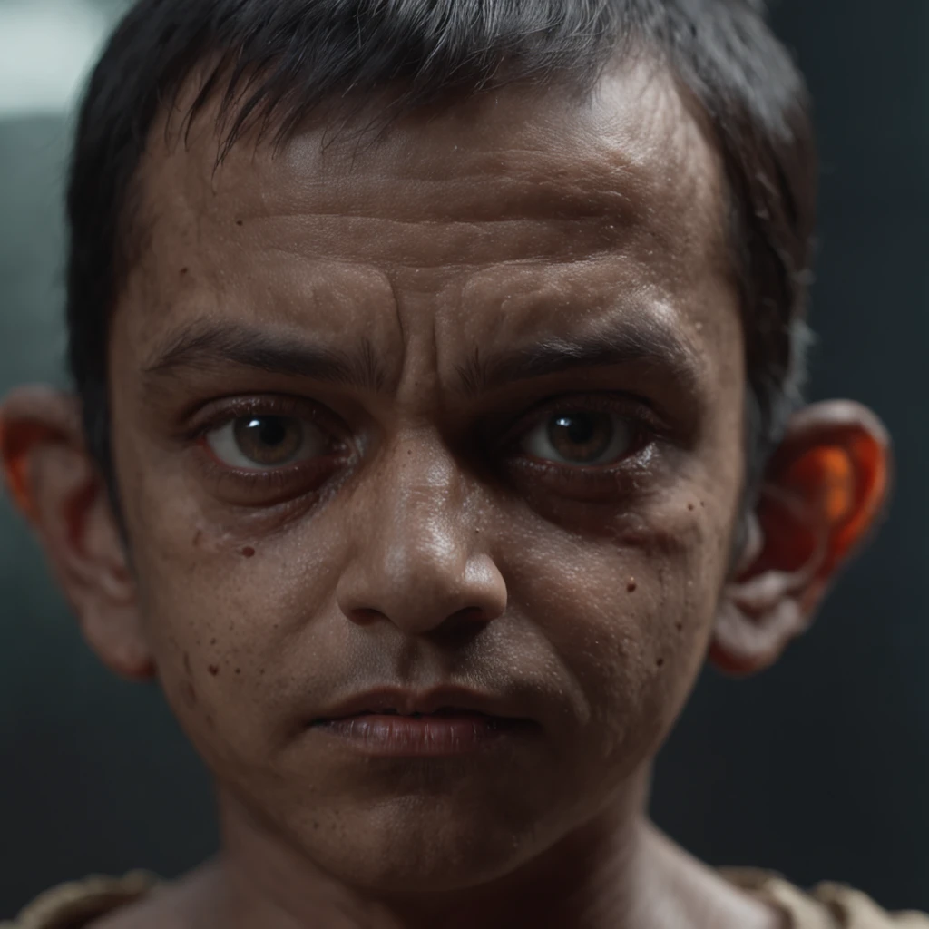 (ohwx) a young indian demon in a dark room with a creepy look on his face, close up, front view, close up, horror movie style, photography, natural light, photorealism, cinematic rendering, ray tracing, the highest quality, the highest detail, Cinematic, Third-Person View, Blur Effect, Long Exposure, 8K, Ultra-HD, Natural Lighting, Moody Lighting, Cinematic Lighting, remix