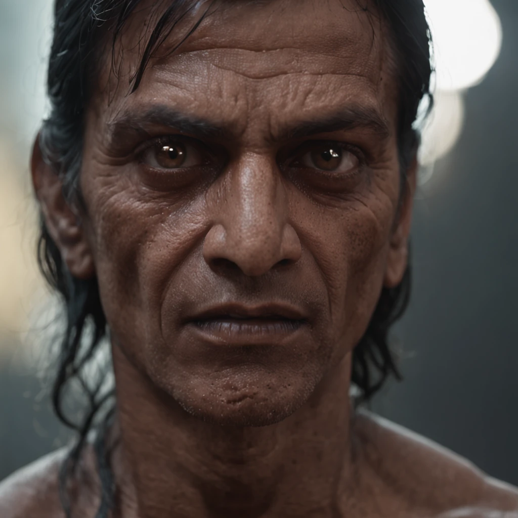 (ohwx) a young indian demon in a dark room with a creepy look on his face, close up, front view, close up, horror movie style, photography, natural light, photorealism, cinematic rendering, ray tracing, the highest quality, the highest detail, Cinematic, Third-Person View, Blur Effect, Long Exposure, 8K, Ultra-HD, Natural Lighting, Moody Lighting, Cinematic Lighting, remix