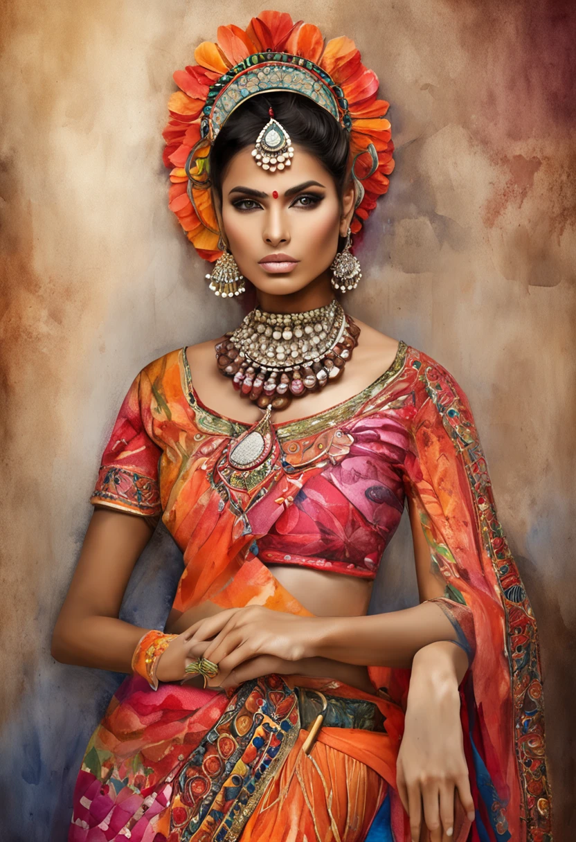 Indian Girl surrealistic fashion, fashion show, high fashion, photoshoot, editorial magazine
