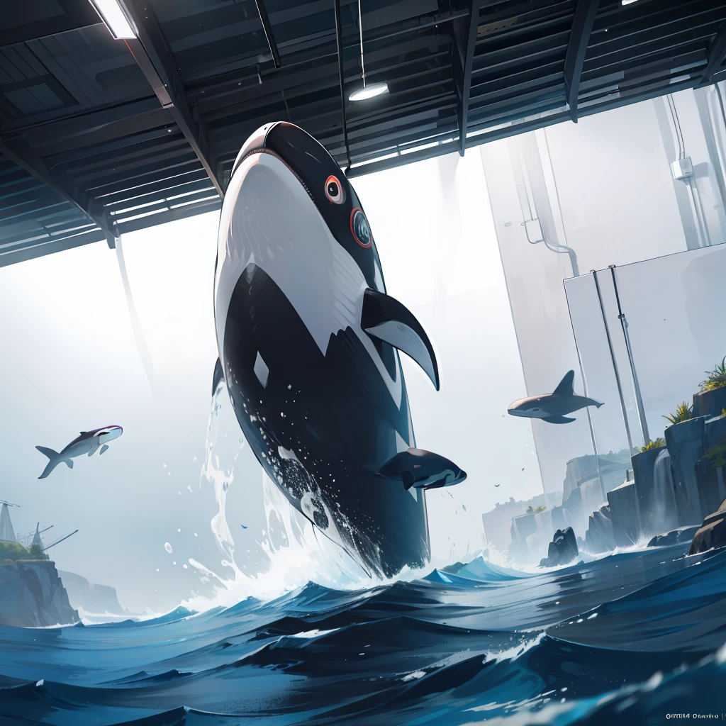 killer whale,(RAW photos,best qualtiy),(realisticlying,photograph realistic:1.3),best qualtiy,highly detailed,tmasterpiece,Hyper-detailing,illustratio,dynamic angle,Masterpiece Theatre of the World,best qualtiy,extremely detailed CG unity 8k wal,ink,astounding,cinmatic lighting,