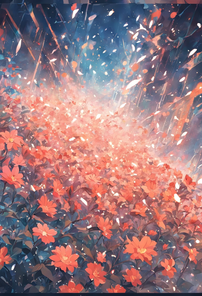 Particles behind glass Many flowers, virtual and solid blur, point clouds, particles, plan, 32k