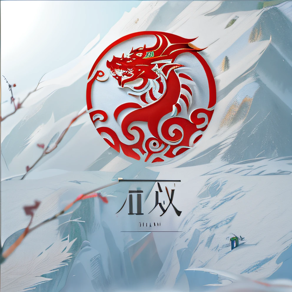 Chinese logo with red dragon, G Liulian art style, drak, jia, shaxi, guangjian, inspired by Li Gonglin, qiangshu, hua cheng, Wang Chen, dragon - like, dragon design language, Chiba Yuda, heise jinyao, Dragon