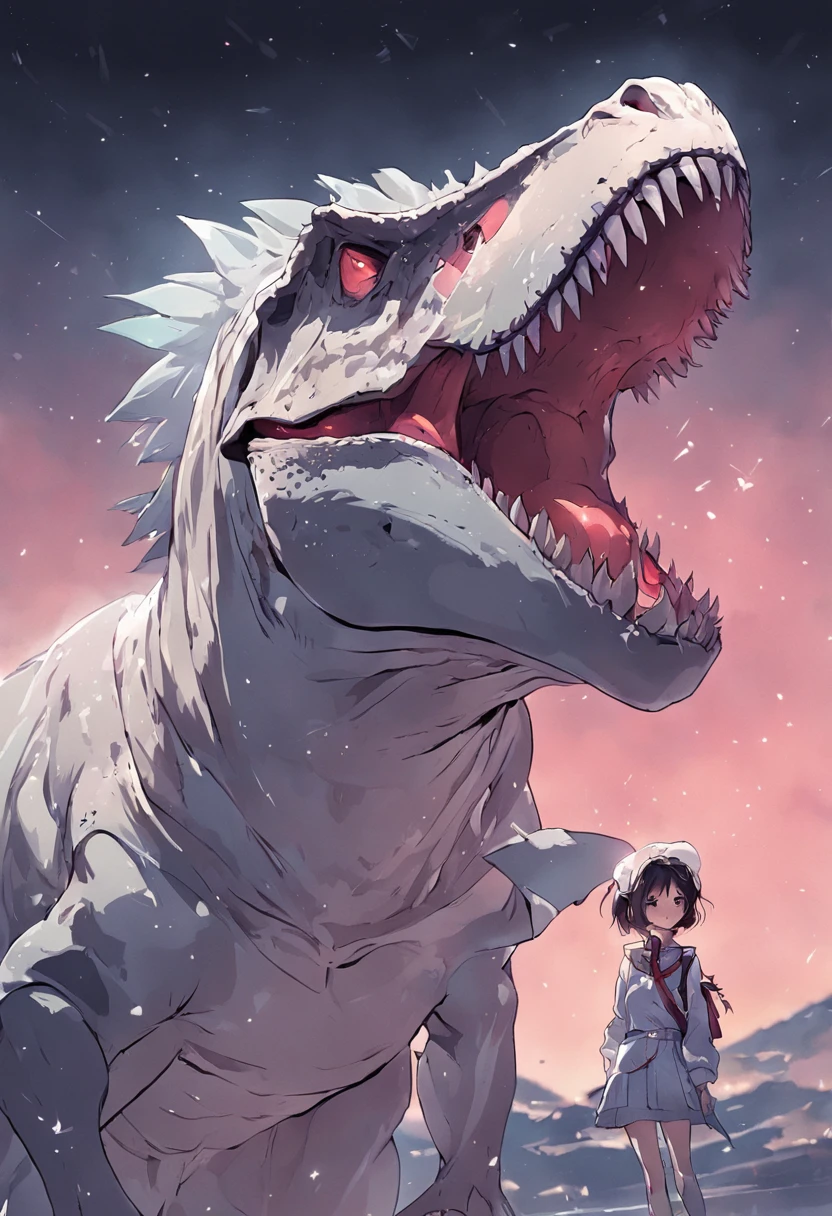 un t-rex animal con traje espacial, Linda imagen de estilo, fondo blanco, perfil, sticker, Fondo blanco limpio, vector profesional, High detail, T-shirt design, vibrante.