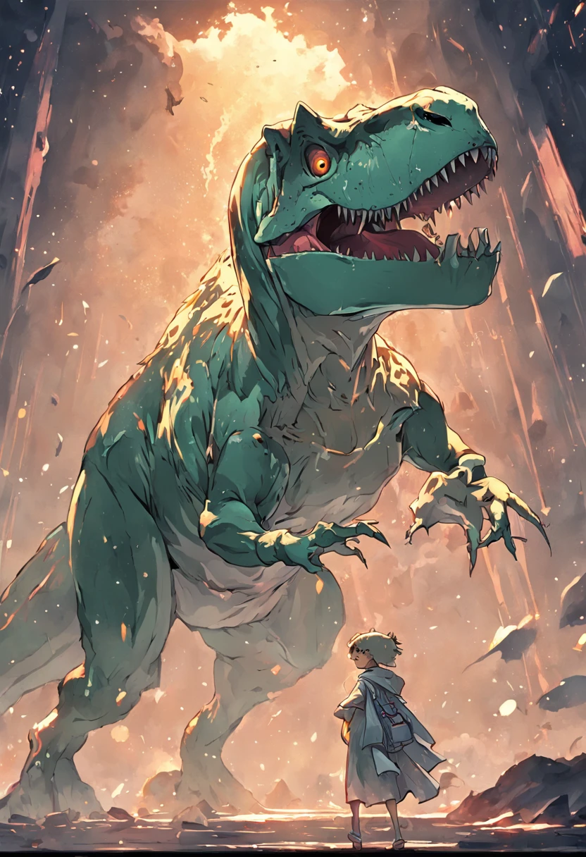 un t-rex animal con traje espacial, Linda imagen de estilo, fondo blanco, perfil, sticker, Fondo blanco limpio, vector profesional, High detail, T-shirt design, vibrante.