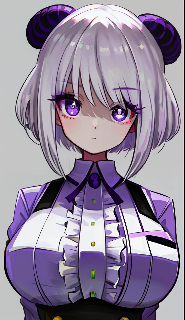 White-haired, Large-breasted purple pupils，Moe girl