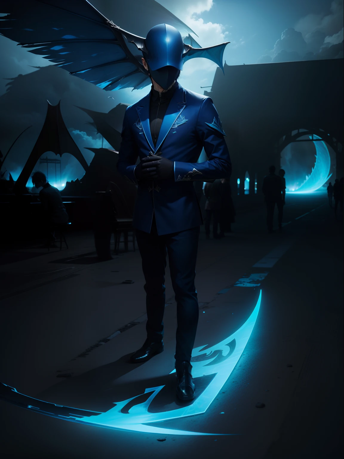 Change background dark background dregon wing behind blue eay