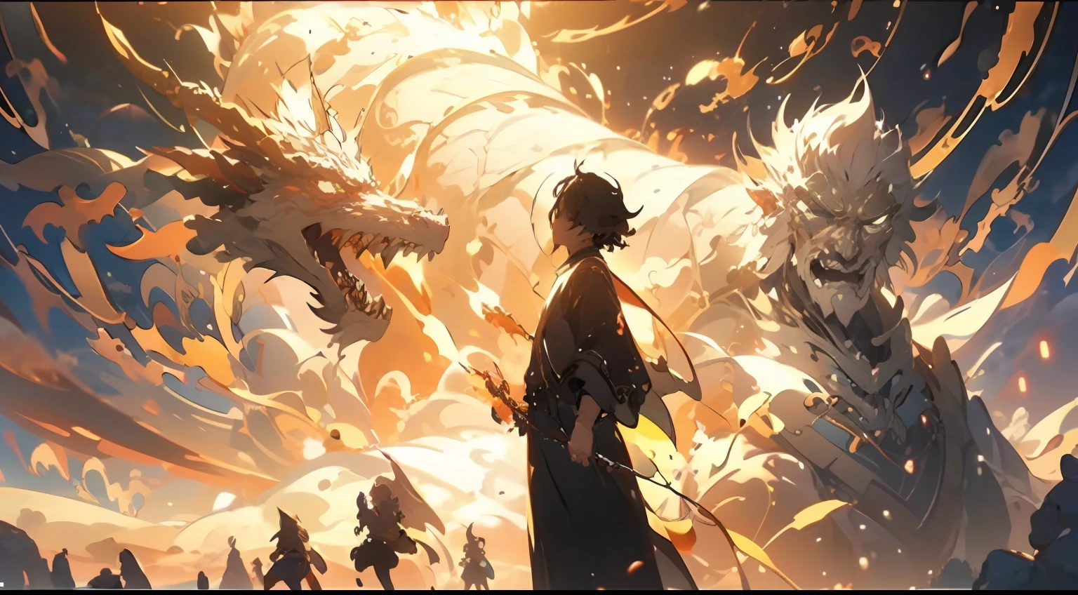 Anime girl standing in front of a dragon fighting with dragon, sky back, memory trapped in time and space species, infinite space background, ((Makoto Shinkai)), brave and evil dragon, evil dragon spouting dragon breath, Shakespeare's romance, ethereal, anime art wallpaper 8K, anime art wallpaper 8K, anime art wallpaper 8K, time fragments, ethereal anime, 8k anime wallpaper, beautiful fantasy anime, anime art wallpaper 8k, 8K manga wallpaper, anime art wallpaper, 8k anime art wallpaper 8K, anime fantasy illustration, anime fantasy artwork, beautiful anime artwork, anime epic artwork anime fantasy artwork, beautiful anime artwork, anime epic artwork, official art, Unity 8k wallpaper, super detailed, beautiful and beautiful, Obra-prima, best quality, (dynamic angle: 1.4), romantic depth of field exotic_Dance,,PerfectNwsjMajic,(Obra-prima, top quality, best quality, official art, Beauty and aesthetics: 1.2), extreme detail, colorful, highest detail, Obra-prima, best quality t, reality,