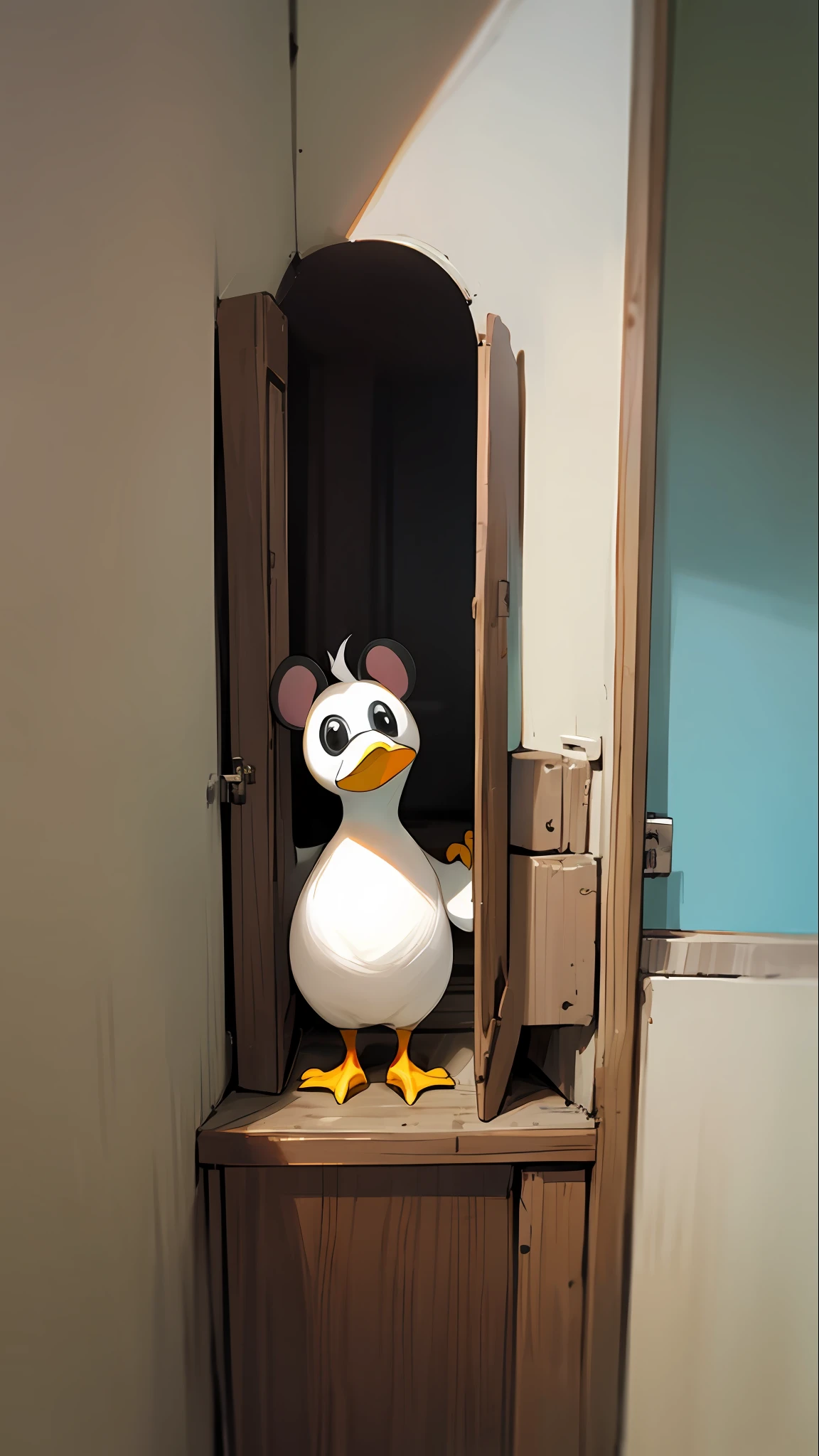 A mouse-headed duck-like animal stood in the corner staring at me