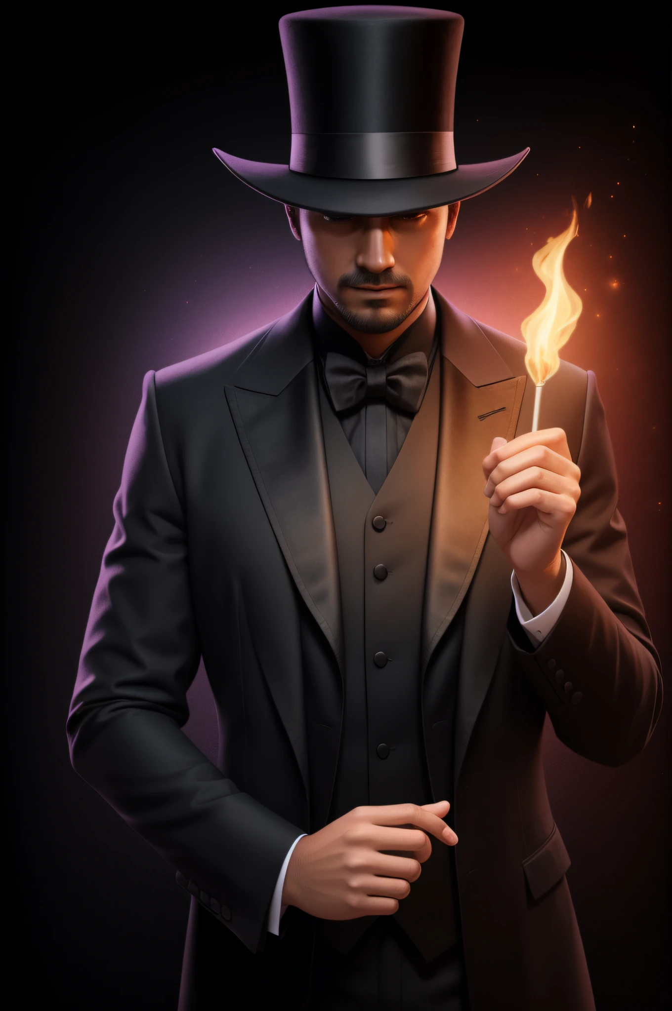 Create a magician with high details on a black background