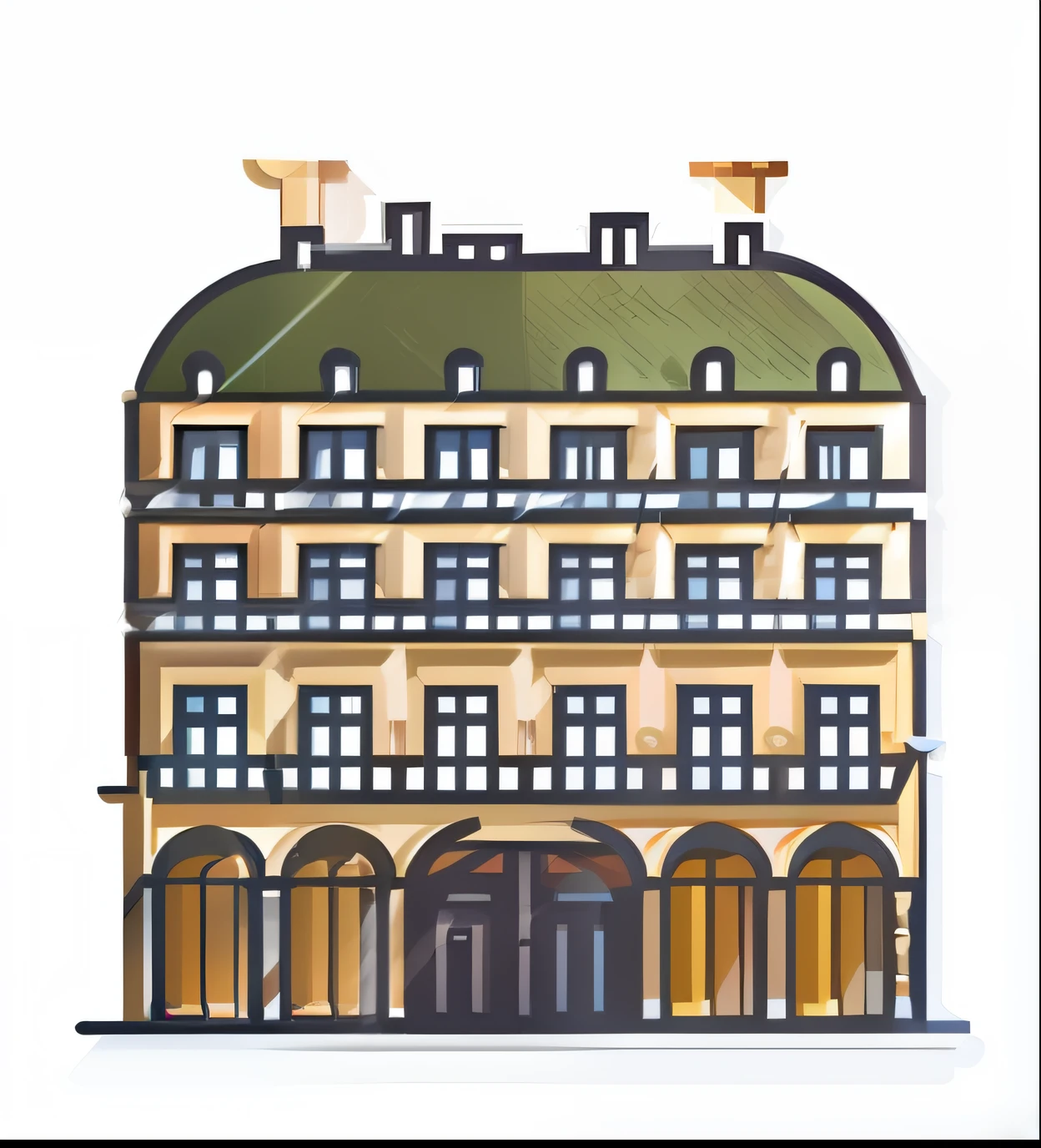 School cafeteria，European，Baroque architectural style，Mini Program page icon，cartoon icon