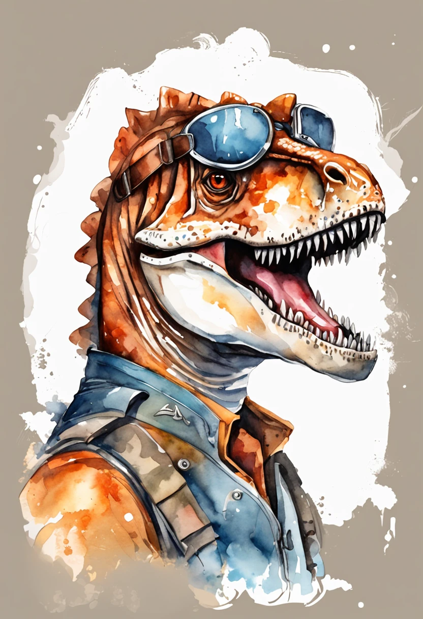 un t-rex animal con traje espacial, Linda imagen de estilo, fondo blanco, perfil, sticker, Fondo blanco limpio, vector profesional, High detail, T-shirt design, vibrante.