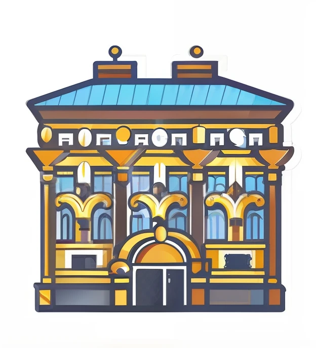 School cafeteria，European，Baroque architectural style，Mini Program page icon，cartoon icon
