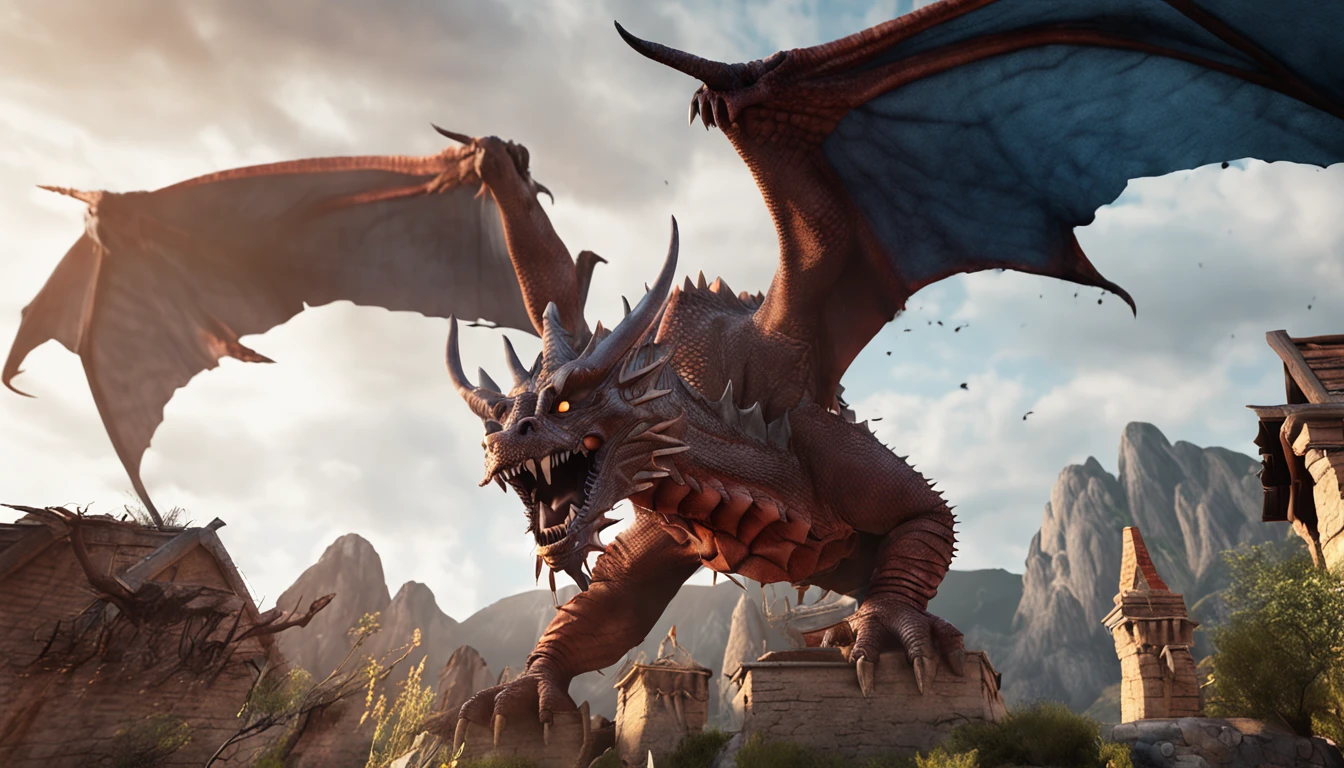 GIANT BALERION DRAGON DISPLAYED WINGS