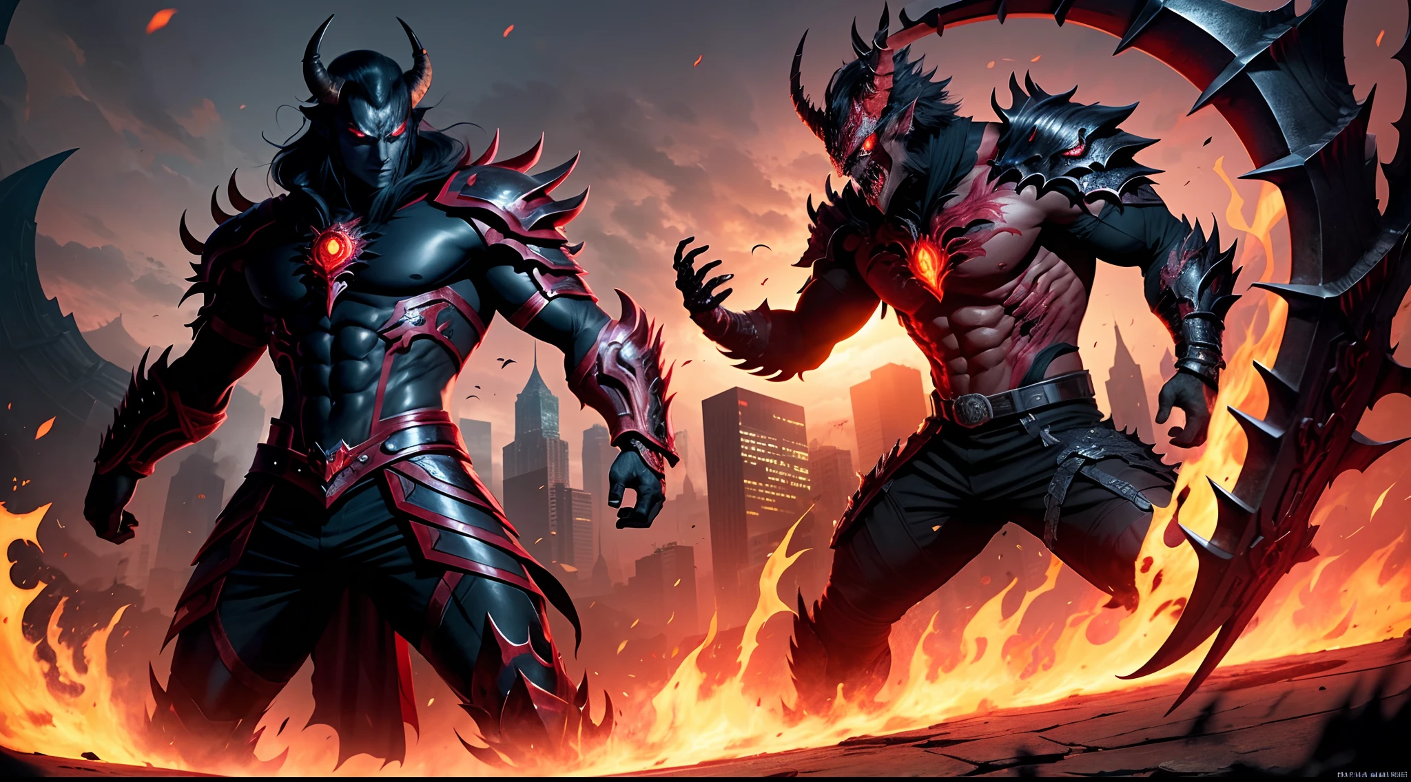 Luo Feng's full-body scene in the film is empty with a handsome male face with red, alduin eyes, sharp fiery red eyes, darksiders art style, armor reflecting black flames inspired by demons, with fiery red eyes, crazy guts, black ancalagon.