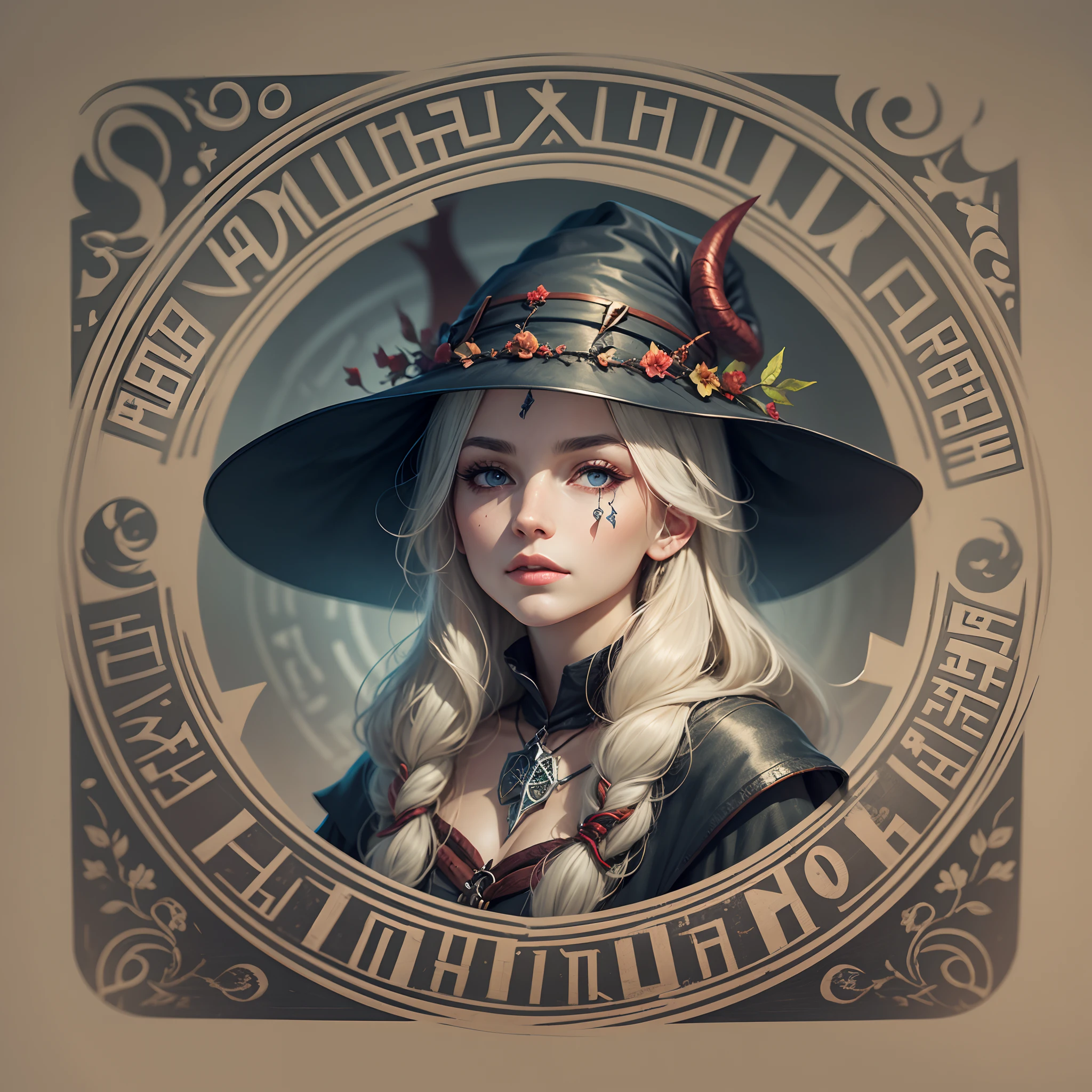 magic oak, runes, young beautiful witch, viking --auto --s2