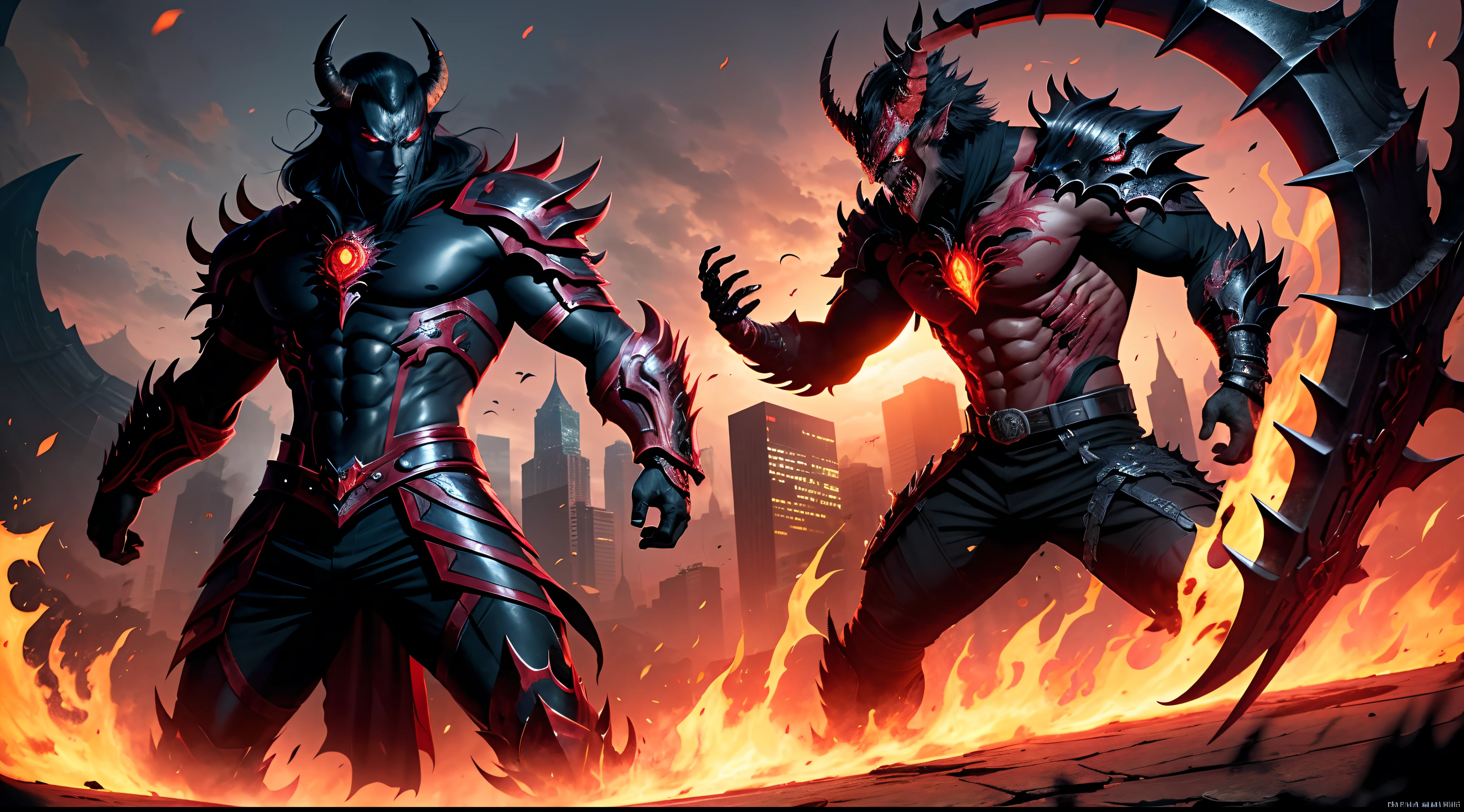 Luo Feng's full-body scene in the film is empty with a handsome male face with red, alduin eyes, sharp fiery red eyes, darksiders art style, armor reflecting black flames inspired by demons, with fiery red eyes, crazy guts, black ancalagon.