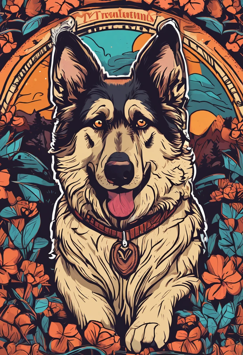 Cute shepherd，T-shirt design，rzminjourney，vectorial art