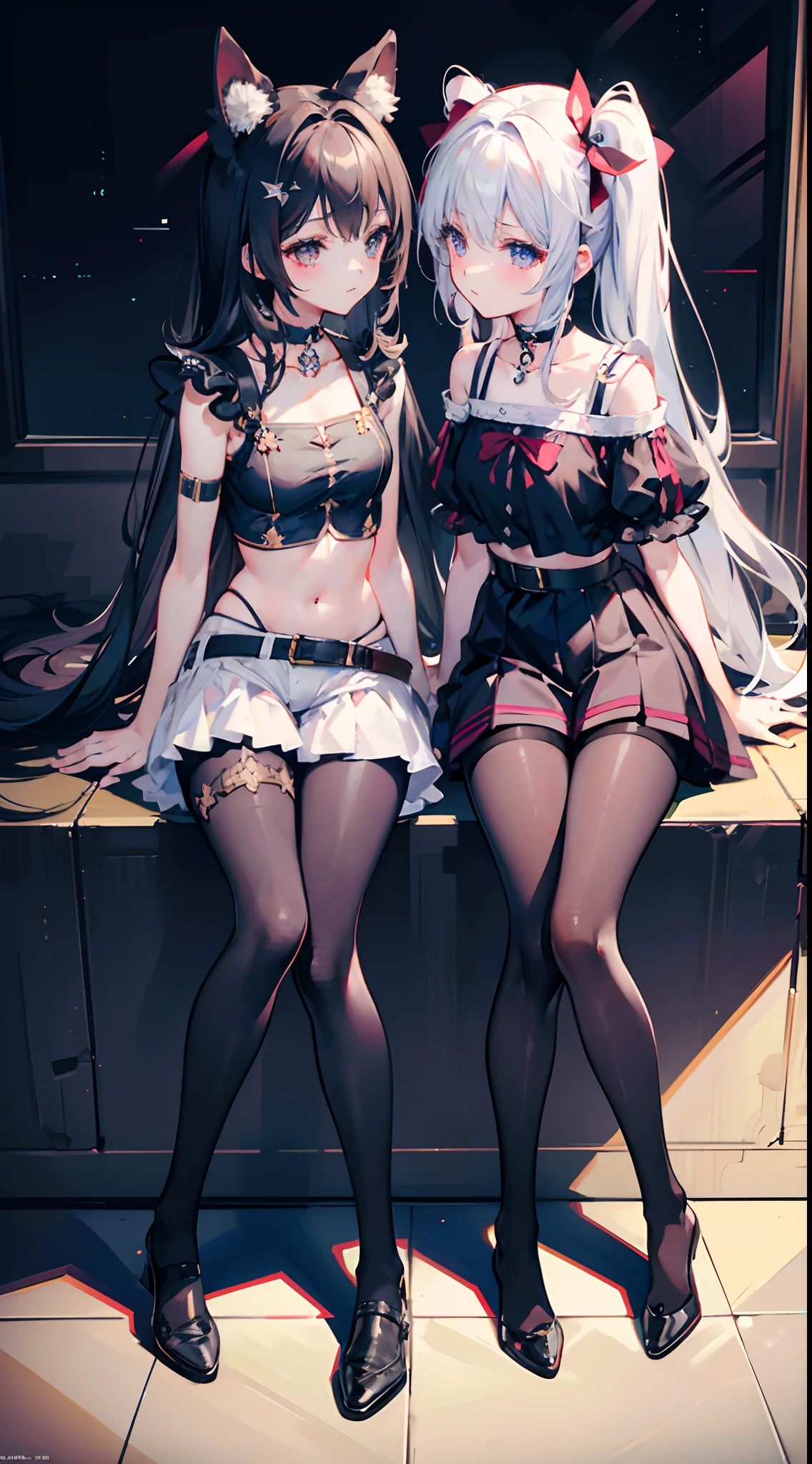 ((Biologically correct limb count))、((Full Body Shot, Full-body photo including face、Head to toe photos))、4K、masterpiece、((Focus on the face))、((Symmetrical facial features))、Eyes of meticulous depiction、One beautiful woman、Excellent style、((Panties and bras、Black garter stockings、High heels、Tight dress))、Detailed Description、Small earrings、necklace、High angle、Looking up