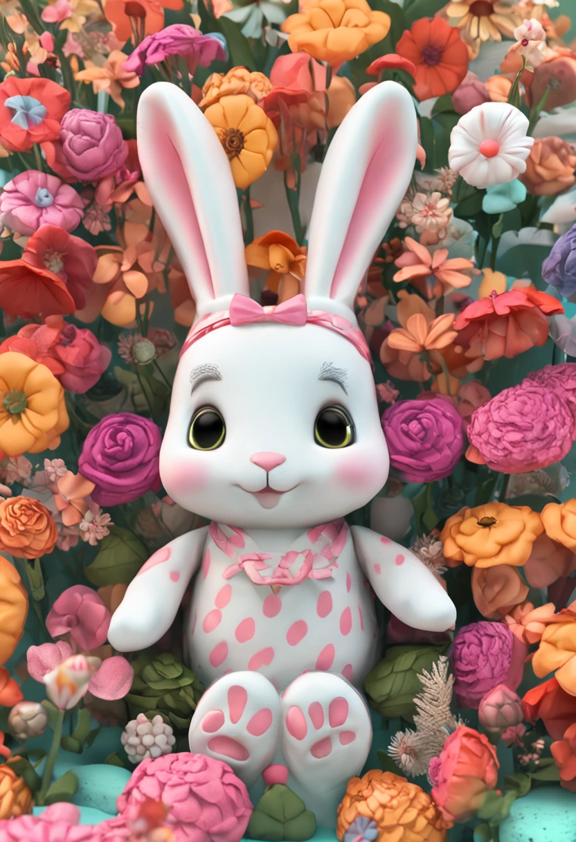 "Rabbit" you happy goddess soft cute rabbit hugging bucket flowers