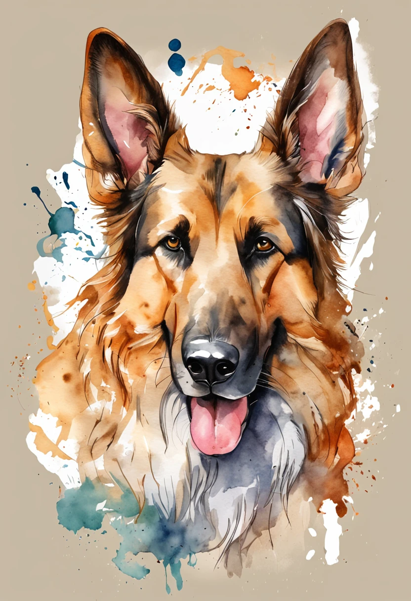 Cute shepherd,T-shirt design,vectorial art,fondo blanco, perfil, sticker, Fondo blanco limpio, vector profesional, High detail,