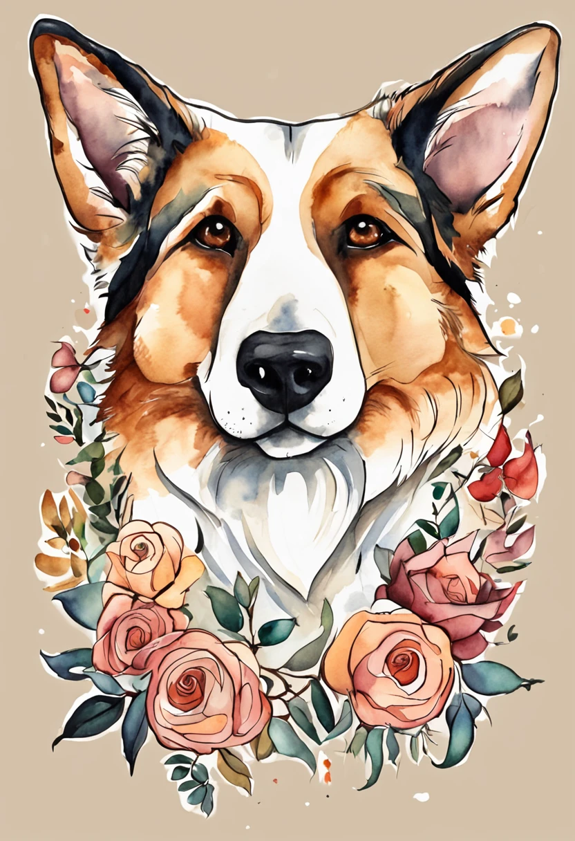 Cute shepherd,T-shirt design,vectorial art,fondo blanco, perfil, sticker, Fondo blanco limpio, vector profesional, High detail,