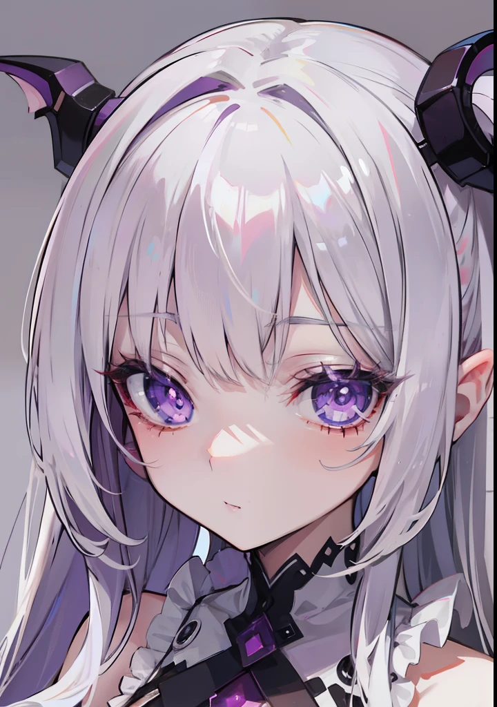 Creamy white hair，Deep purple pupils，A cute and seductive succubus girl