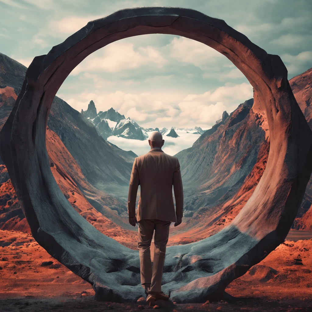 Create a image with a man in the middle in white clothes