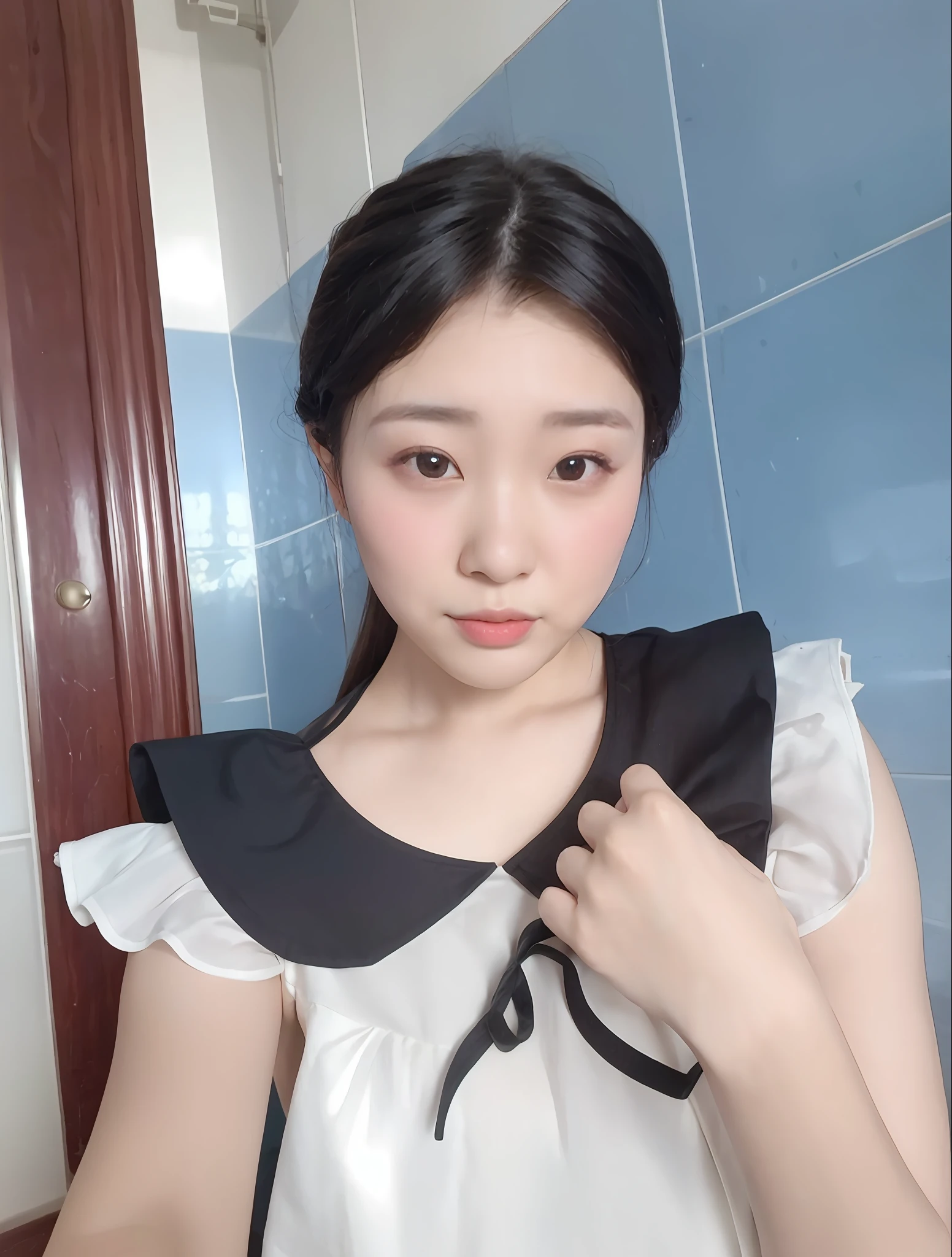 There is a young woman posing for a photo, xintong chen, dang my linh, Ruan cute vtuber, ulzzangs, 19-year-old girl, personal profile picture, 18 years old, Guviz, wenfei ye, 1 8 I, profile picture 1024px, very very low quality