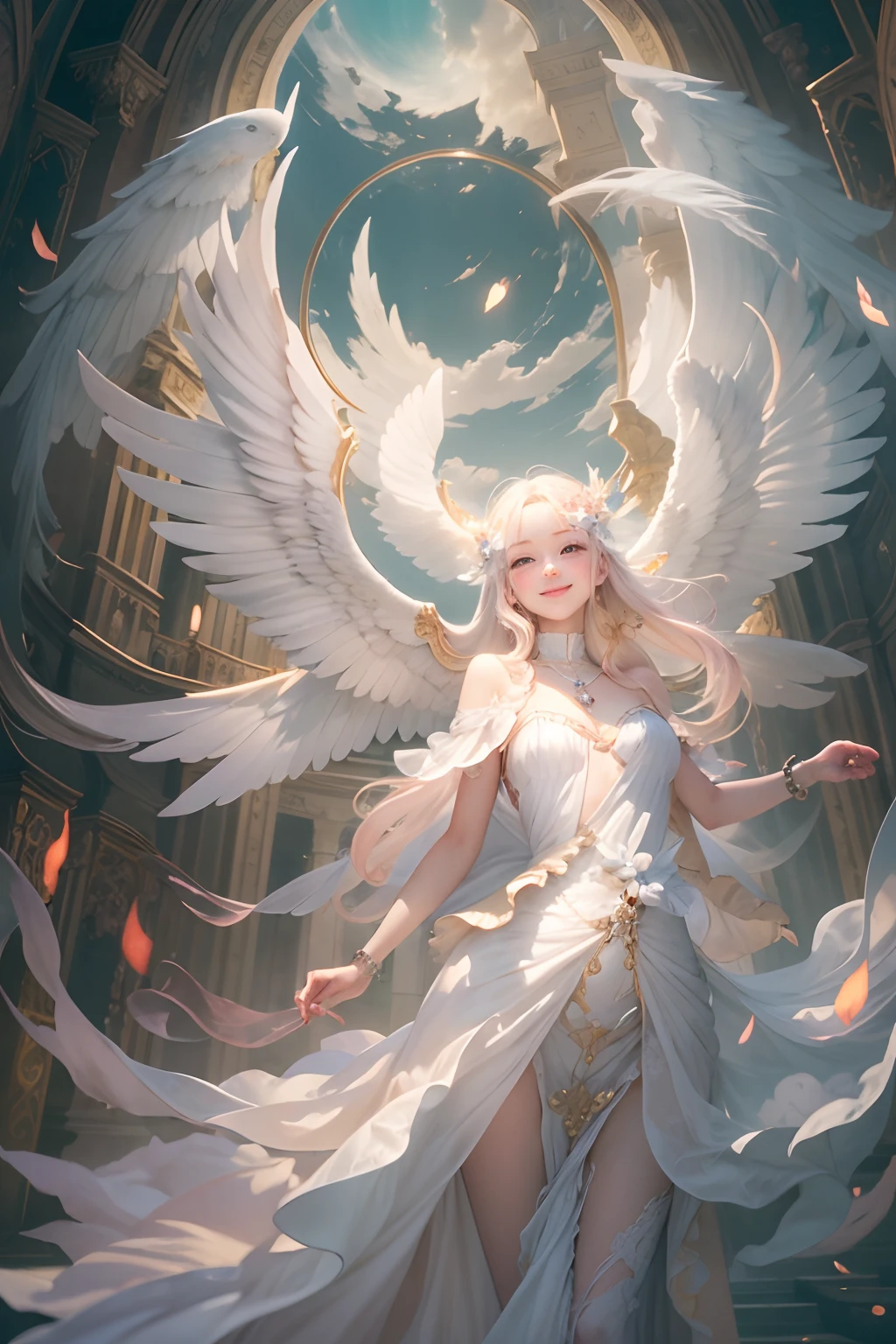 A mysterious angel with a sense of transparency、a smile