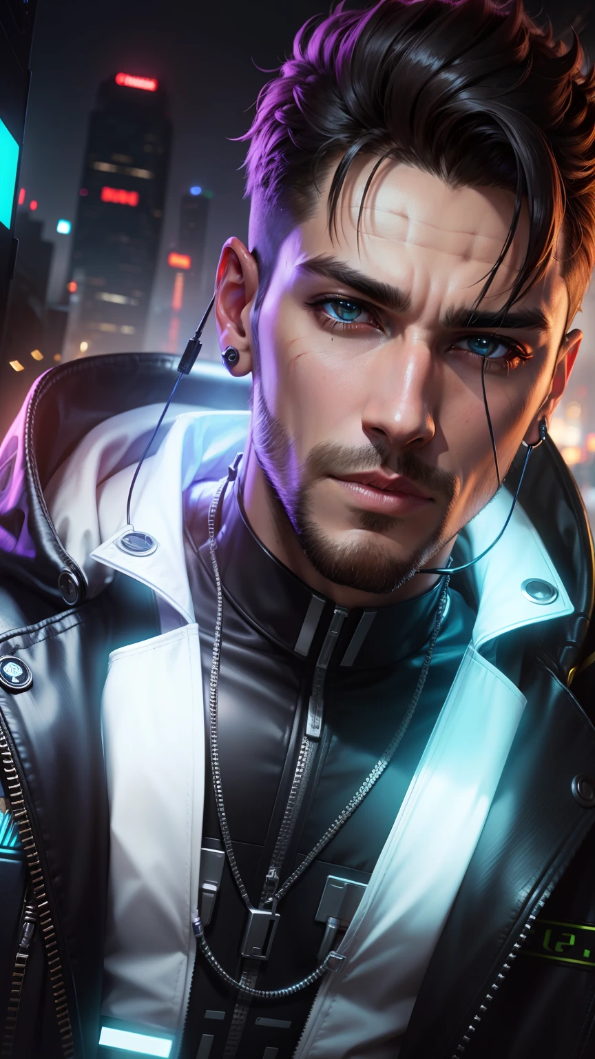 Changing background cyberpunk handsome boy realistic face 8k ultra realistic
