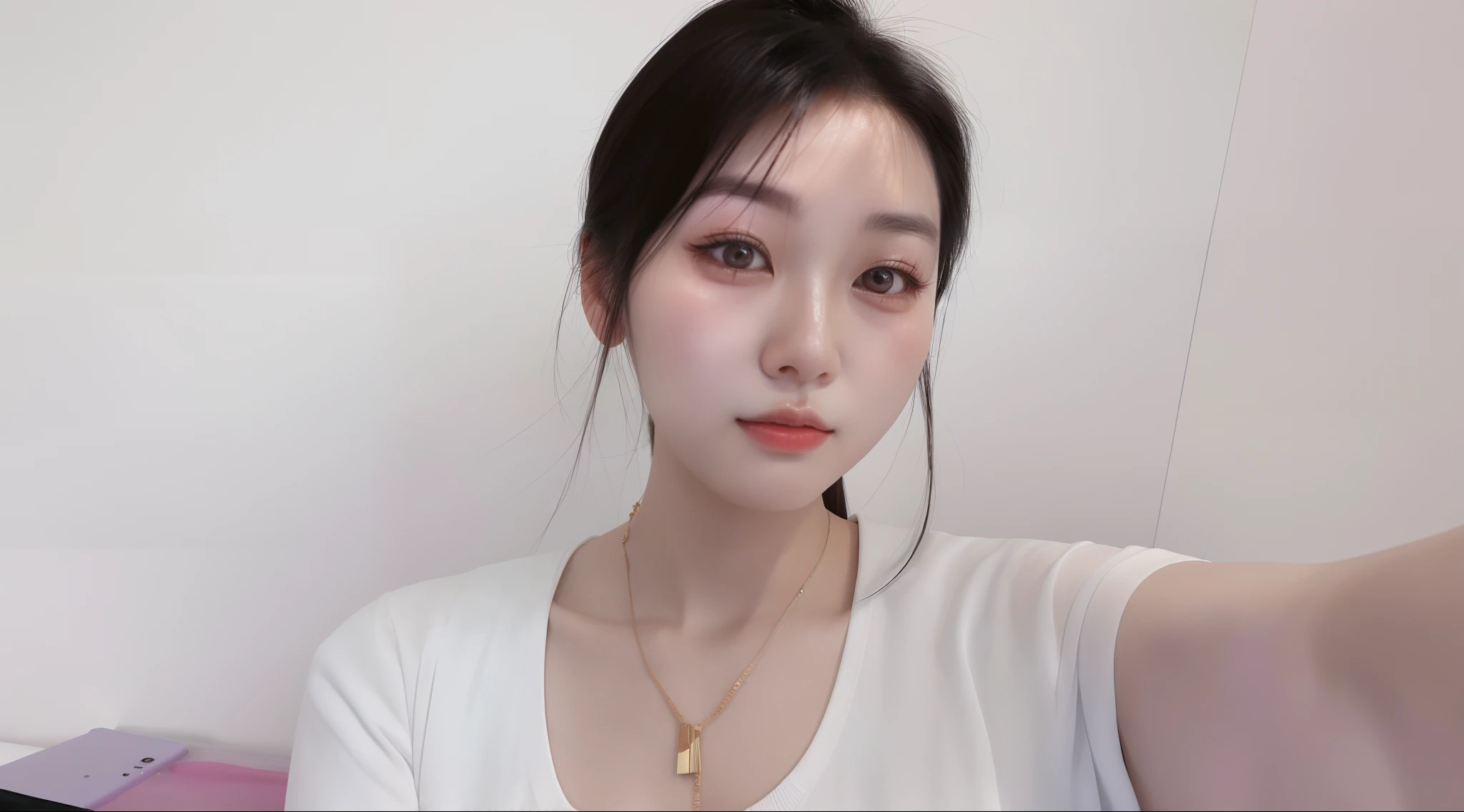 there is a woman taking a selfie with her phone, Korean girl, Choi Hyun-hwa, xintong chen, beautiful Korean women, wenfei ye, jaeyeon nam, 8k selfie photograph, Beautiful young Korean woman, jiyun chae, young lovely Korean faces, headshot profile picture, Korean woman, Gorgeous young Korean woman, Korean symmetrical face