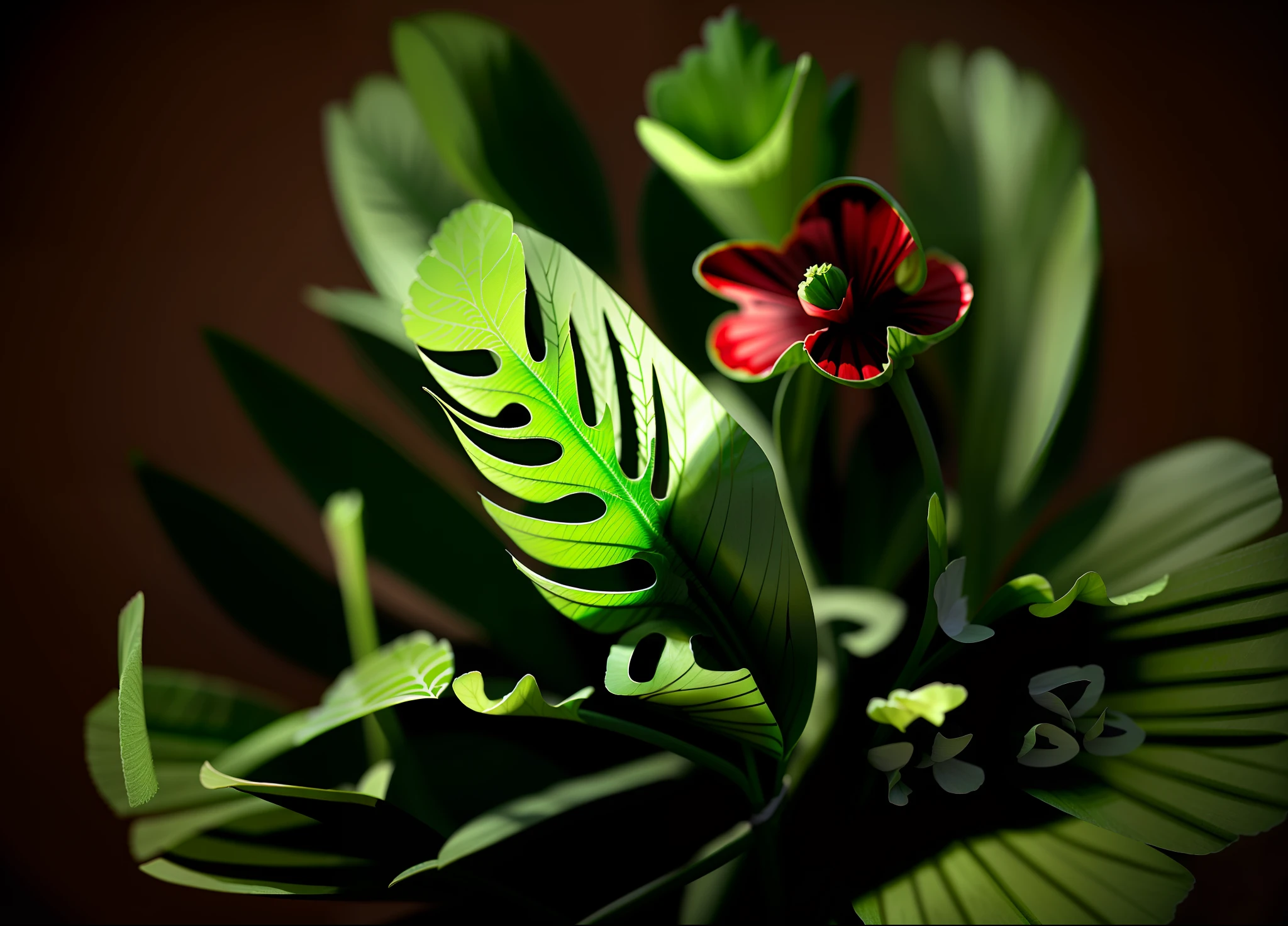 Best quality, Masterpiece, A handful of carnations, green leaf,solid color backdrop,Soft lighting
