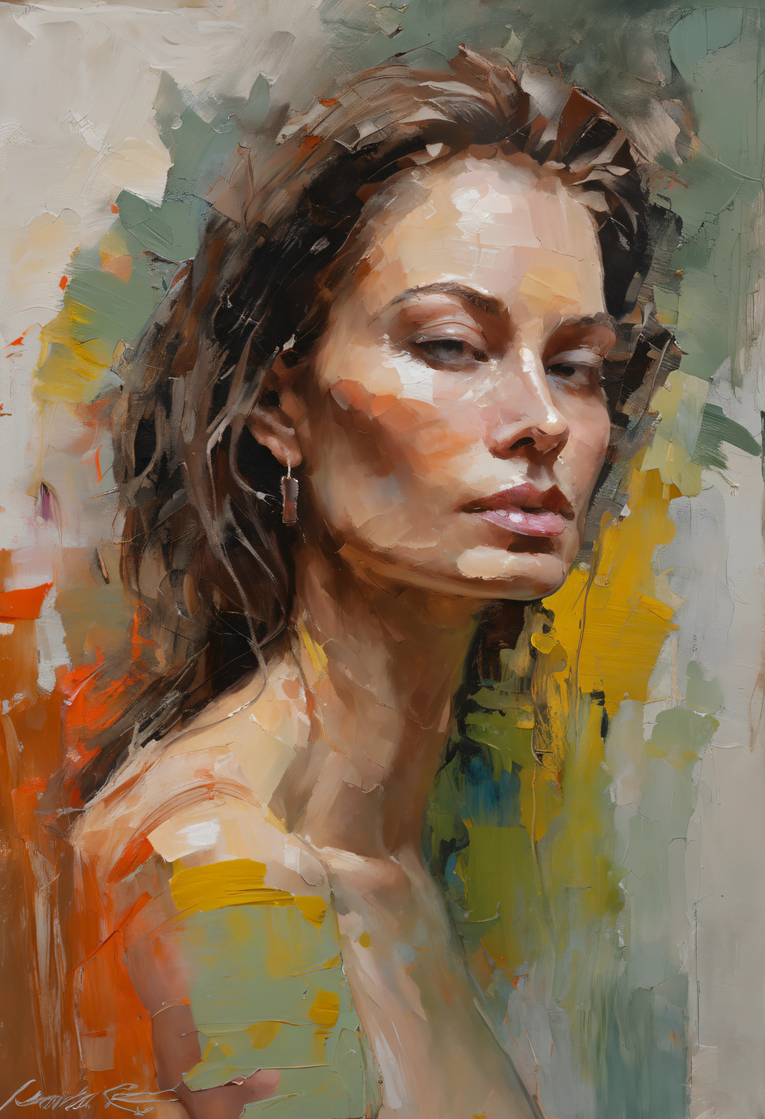 uma pintura de uma mulher de olhos fechados, pintura sensual, pintura bonita expressiva, Wadim Kashin. ultra realistic, Lois Ross, arte da pintura digital, pintura digital sensual, Pintura digital elegante, Pintura de Bonito, pintura digital brilhante, lindo pintura digital, Pintura Digital Art, PINTURA BOUTIQUE, ((Spatulated acrylic paint)).