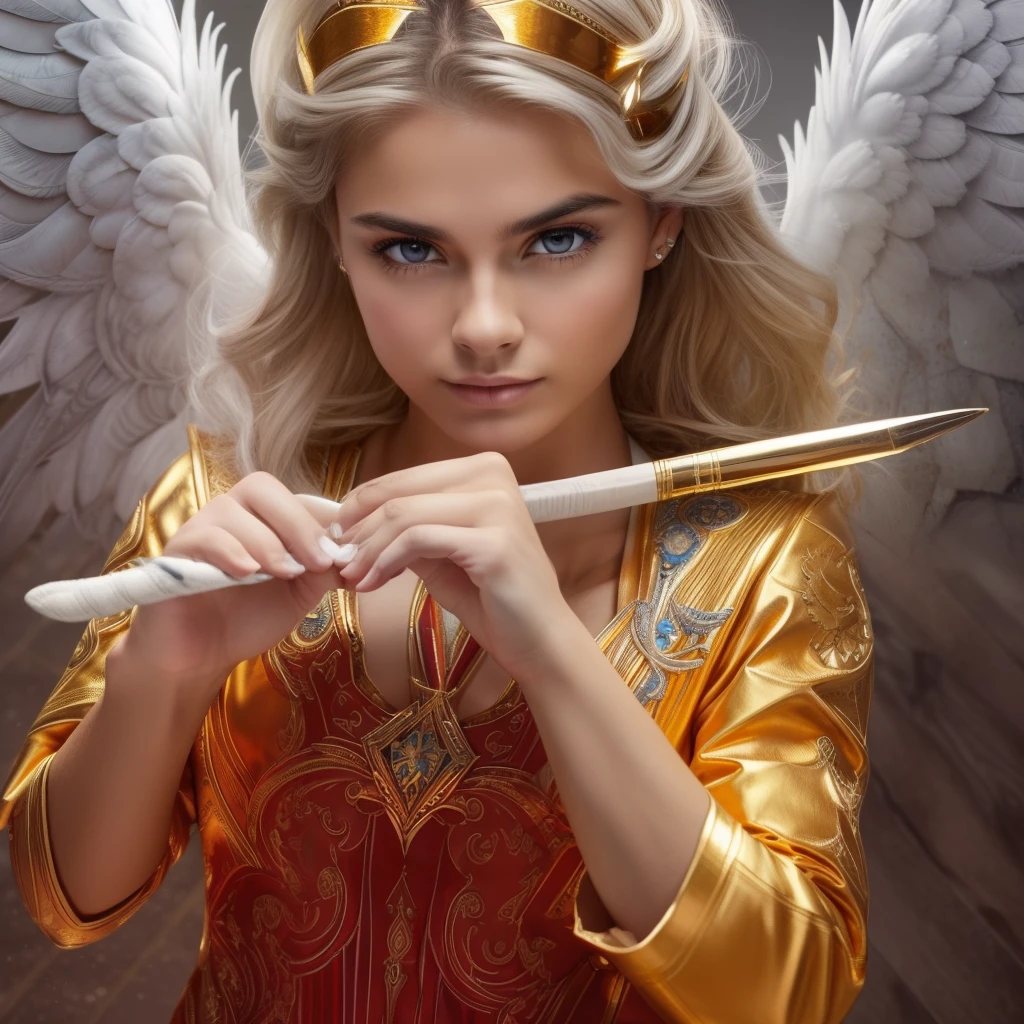 ((Male Custodian Angel. 19 years old))) ((( Con una cara seria y piadosa. Con una mirada dulce y tierna))) (obra maestra, calidad superior, mejor calidad, arte oficial, beautiful and aesthetic: 1.2), (1girl), extremadamente detallado, (Arte fractal: 1.3), colorido, highest detailed, Cara perfecta, parte superior del cuerpo, HDR, (orando: 1.3), (golden lines of white coat: 1.2), galaxia, (rayas de luz), eye-catching visuals, (dynamic stripes, senderos luminosos: 1.2), colores vibrantes,