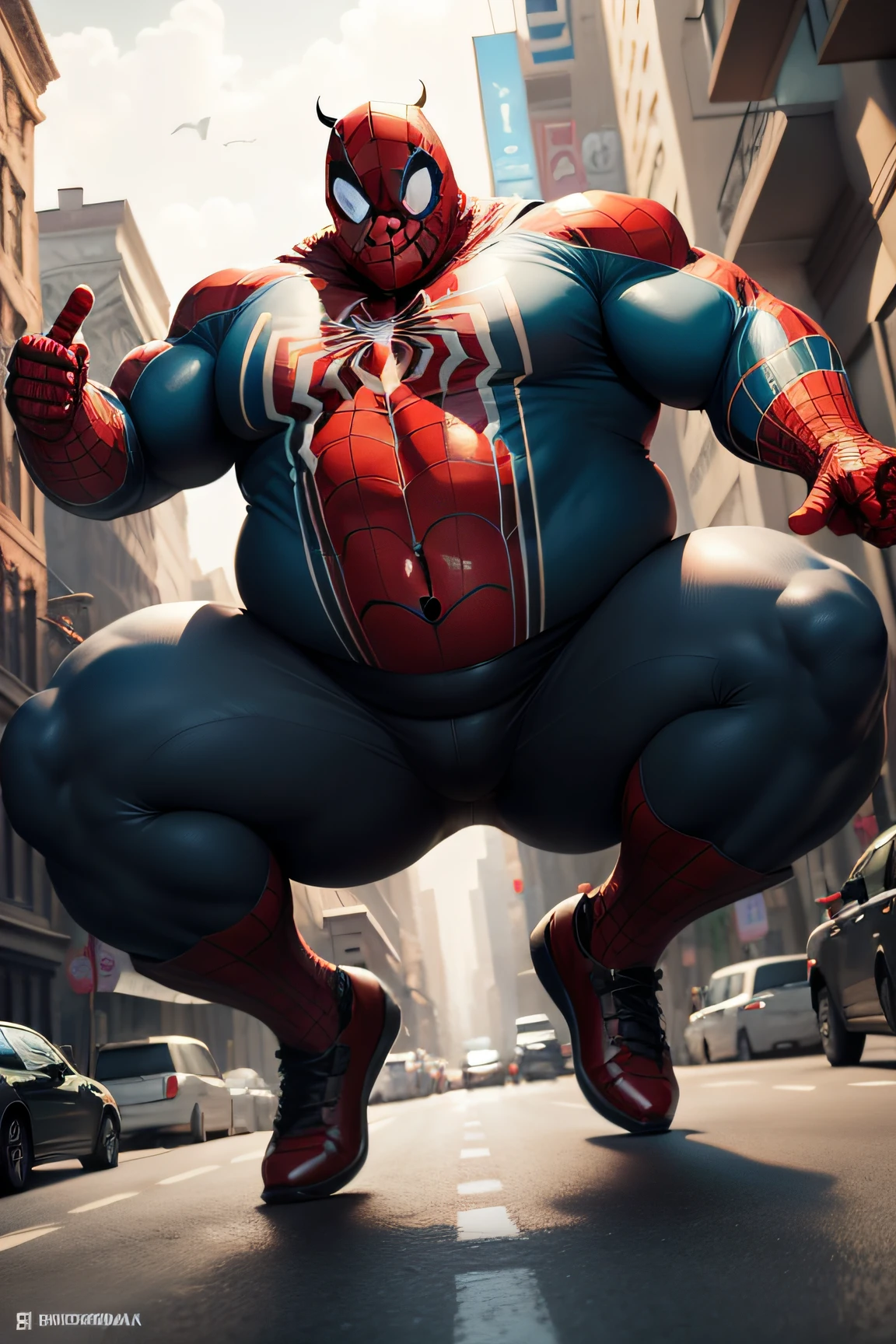 Fat spiderman, realistic