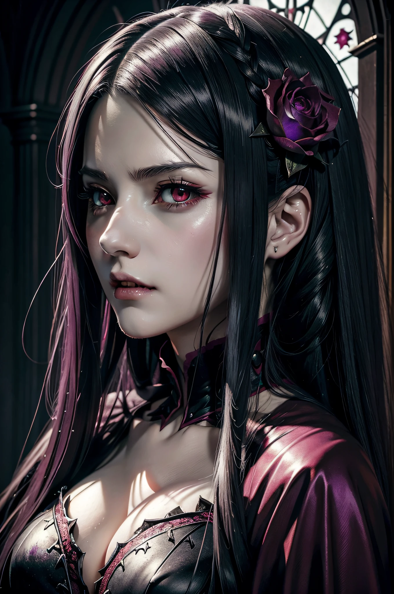 Vampire girl Shalltear Bloodfallen: Overlord anime, best quality, masterpiece, (realistic:1.2), Front, detailed face, (((masterpiece))), (((best quality))),(((extremely detailed))), illustration, mysterious,