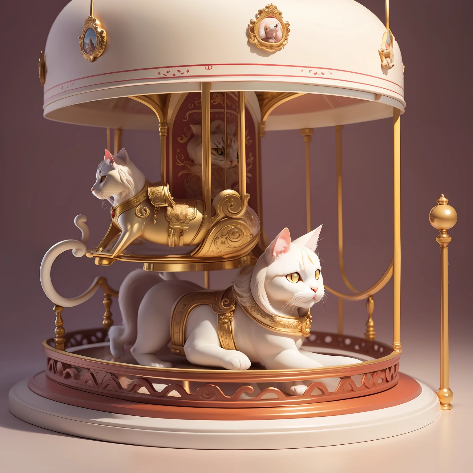 An illustration of a cat on a carousel