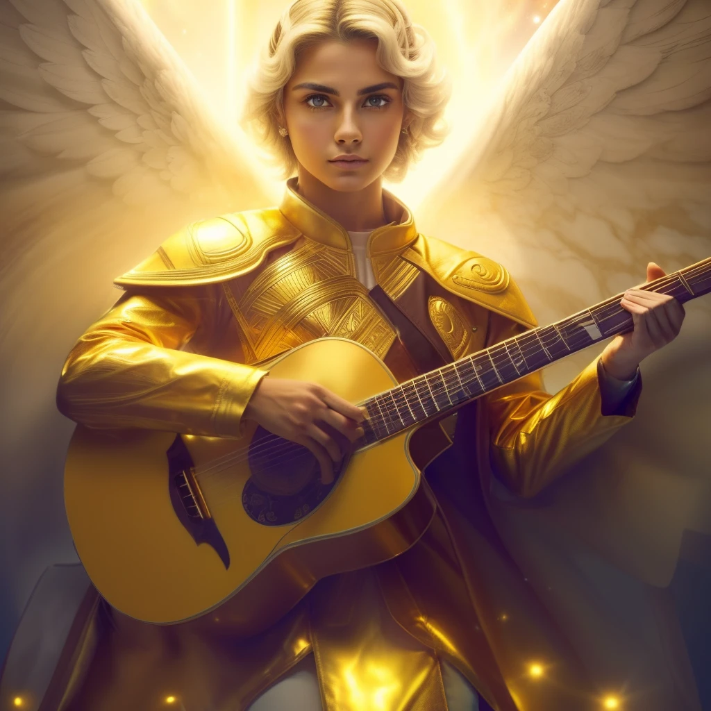((Male Custodian Angel. 19 years old))) ((( Con una cara seria y piadosa. Con una mirada dulce y tierna))) (obra maestra, calidad superior, mejor calidad, arte oficial, beautiful and aesthetic: 1.2), (1girl), extremadamente detallado, (Arte fractal: 1.3), colorido, highest detailed, Cara perfecta, parte superior del cuerpo, HDR, (orando: 1.3), (golden lines of white coat: 1.2), galaxia, (rayas de luz), eye-catching visuals, (dynamic stripes, senderos luminosos: 1.2), colores vibrantes,