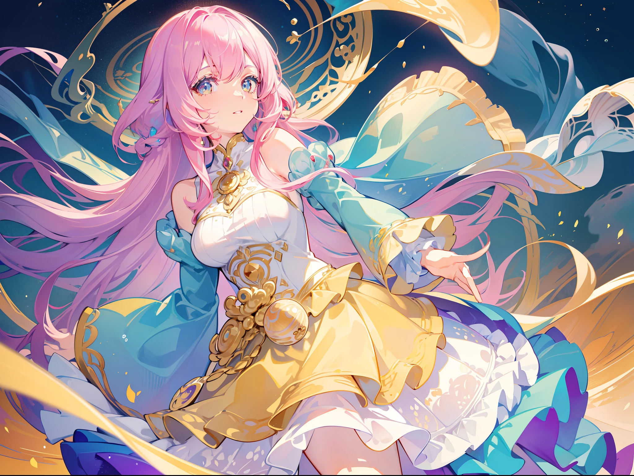 Original, very detailed wallpaper, very detailed illustrations, (1 Girl) , perfect female body, beautiful eyes, (delicate face) , (seductive expression) , eyes, impact,
pirate hat, pirate costume1.5, pirate, pirate ship, red lips, from below1.2, wide hips, lap1.3, black gloves,(rainbow color Hair, colorful hair, half blue and half pink hair:1.4)
(shiny skin) , (best lighting) , (super-complex detail) , 4K Unity, (super-detailed CG: 1.2) , (8K: 1.2), octane rendering
Dynamic, floating, luminous, League of Legends original painting, wide-angle viewing angle: 2,