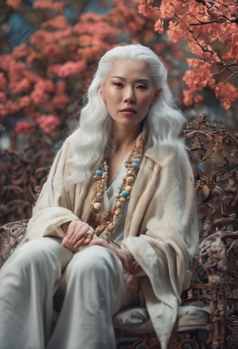 wise oriental white hair