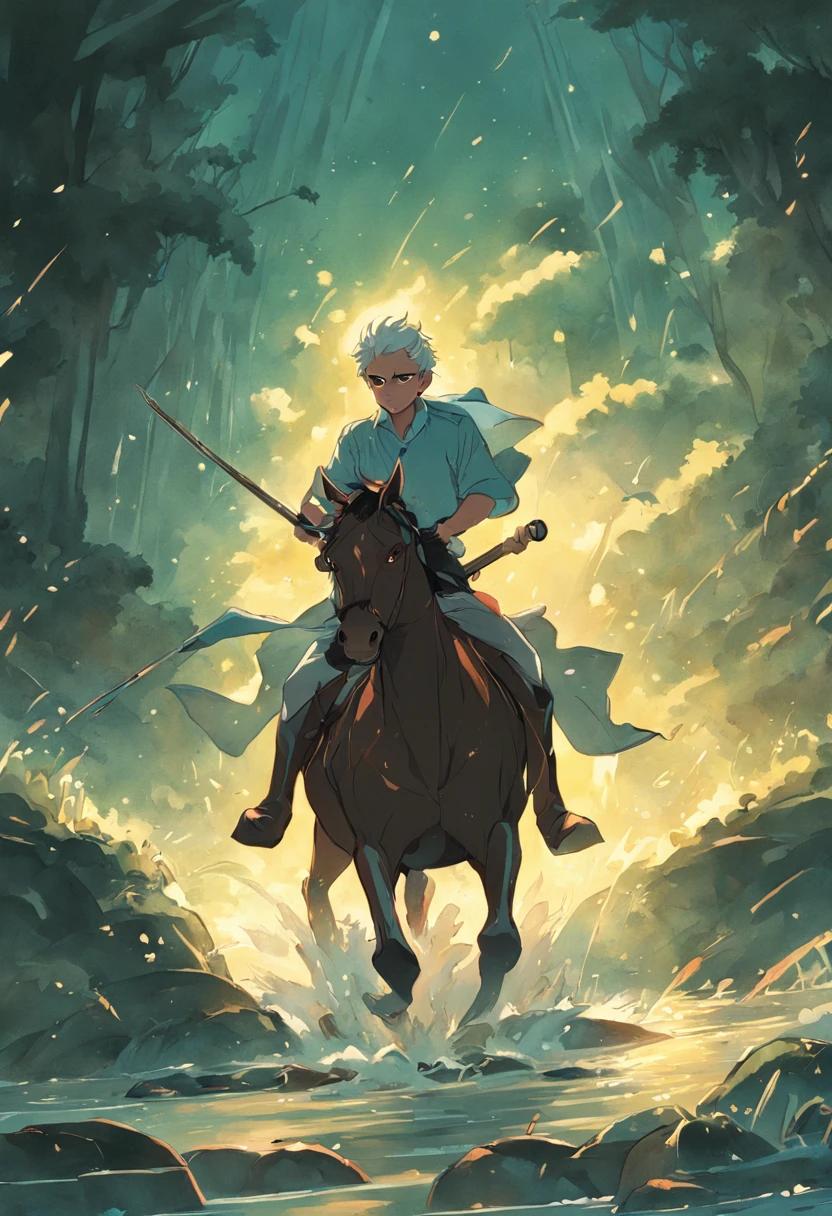 Image of Luis Inácio Lula da Silva on a horse on the banks of the Ipiranga River, segurando uma espada apontando para cima