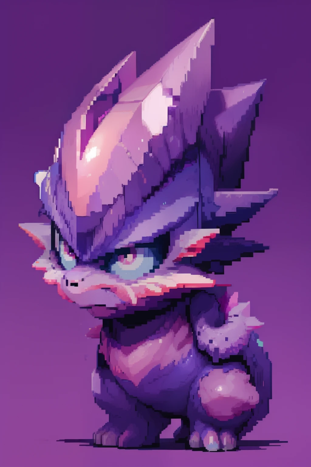 purpleish color、Gem Monster、Pixel art、simple background