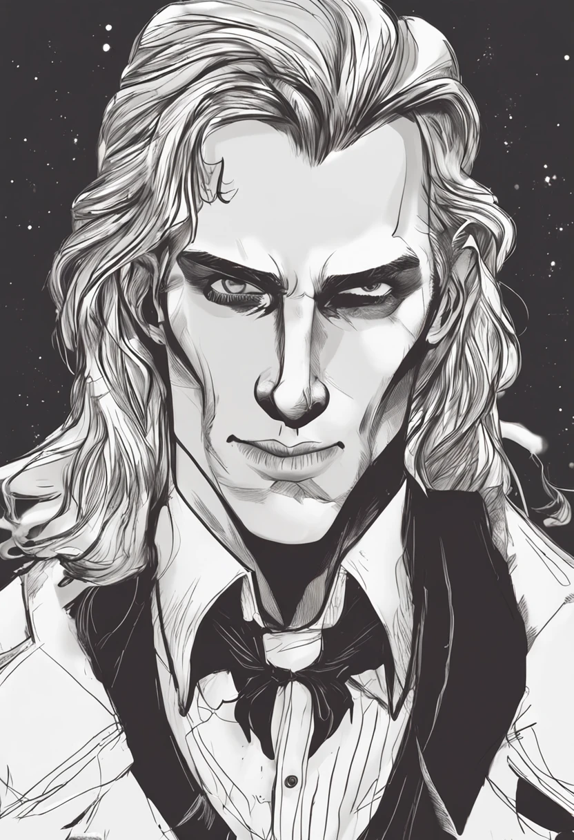 Handsome vampire teenager，closeup cleavage，head portrait，Open your mouth，the bats，long canine teeth，There is blood on the teeth，long whitr hair，（There is blood at the corner of the mouth：1.4），Blood，depth of fields，dynamic blur，high light，Real light，Ray traching，oc rendered，Hyper-realistic，best qualtiy，8K，Works of masters，super-fine，Detailed pubic hair，Correct anatomy，sharp focus on eyes，Bokeh，Facial features are carefully depicted
