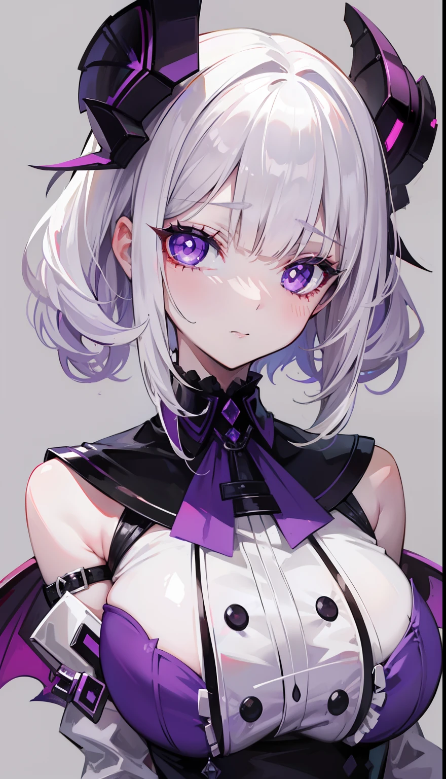 Creamy white hair，Deep purple pupils，A cute and seductive succubus girl