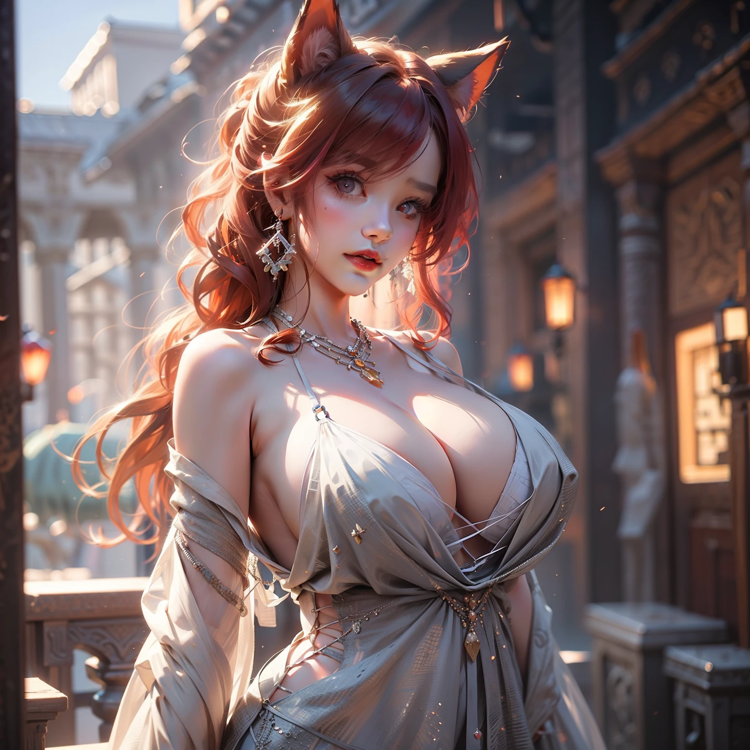 Girl posing for photo with pink hair and cat ears, Extremely detailed Artgerm, Art germ on ArtStation Pixiv, Art germ. High detail, Detailed digital anime art, ! Dream art germ, Art germ. anime illustration, artgerm detailed, portrait of ahri, ahri, Fanart Meilleure ArtStation, Style Artgerm, ((cleavage)), ((huge tit)), Gorgeous background, (RAW photo:1.2),