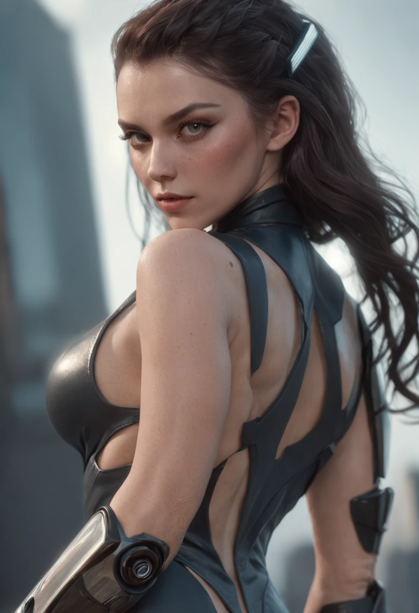 um close up de uma mulher em um terno futurista com uma espada, Trending in ArtStation 4K, Artgerm Julie Bell Beeple, 3 d render arte do caractere 8 k, trending on ArtStation:3, rossdraws volumetric lighting, trending in artstation, Trend at Artstation headquarters, trending on artstation hd, greg rutkowski octane render, Octane CGsociety retro future, fotografia de alta moda, Vogue Italy, lente amarela futurista, editorial de moda, Photographed on Hasselblad H4D 200MS Digital Camera, (((ultra realistic))), (((super detalhado))).Foto Natural, filmed on a professional camera, Corte nos EUA, HDR, 16k.