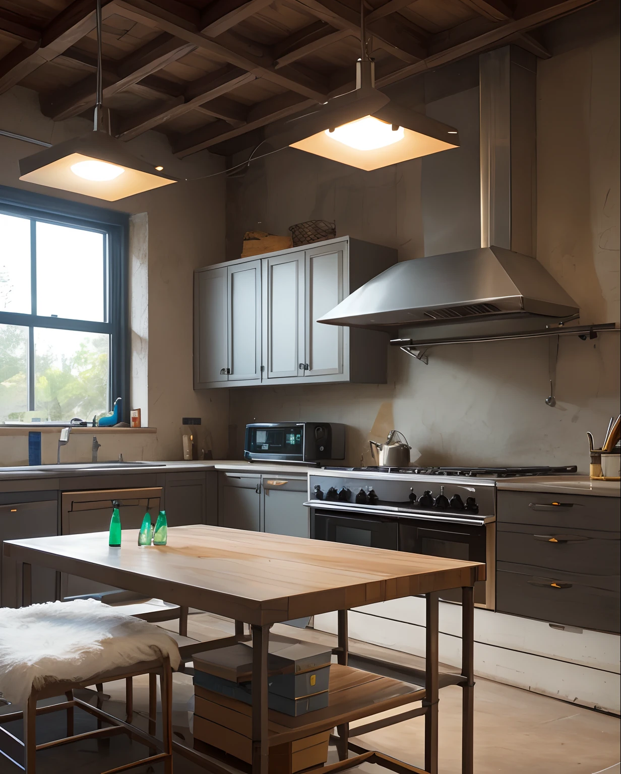 Create a simple iron luminaire for easy manufacturing, de mesa realista